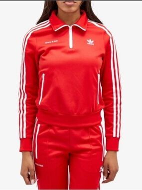 NWT $150 Adidas Women's x Sporty & Rich Track Top in Collegiate Red size M